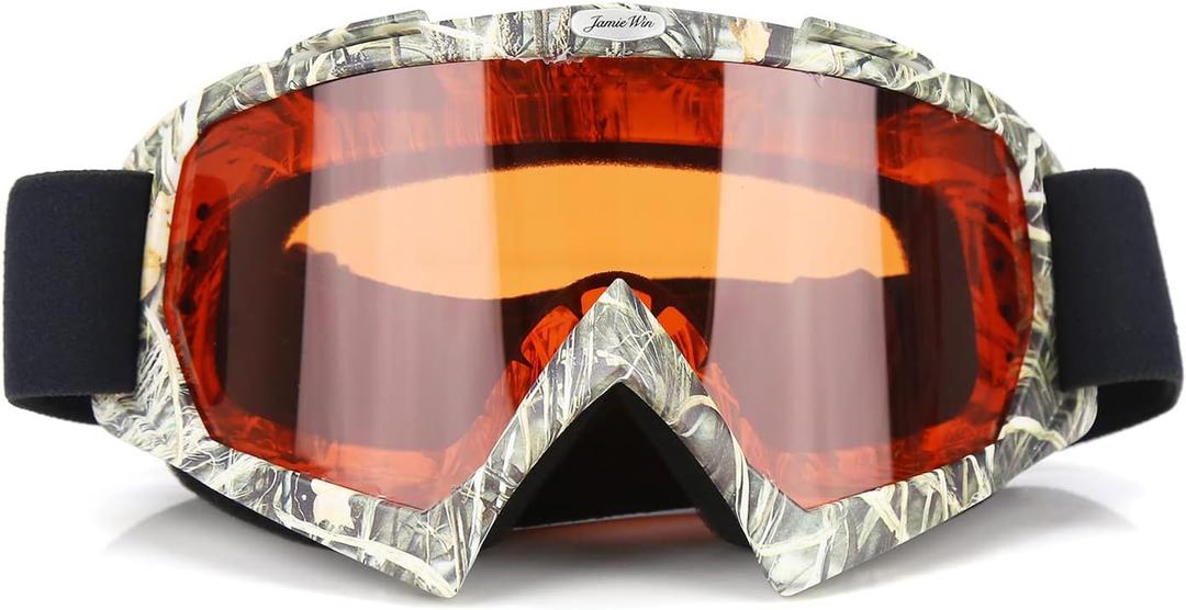 JAMIEWIN Motorcycle Motocross Dirt Bike ATV Goggles Mx OTG Goggle Glasses for Men Women Youth Kids (C83) (Camo Frame + Orange Lens)