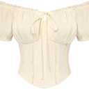 Scarlet Darkness Renaissance Shirt Women Short Sleeve Corset Tops Peasant Blouses, M
