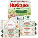Huggies Natural Care Sensitive Baby Wipes, Unscented, 6 Packs, 288 Wipes | Fragrance Free, Gentle Clean, Hypoallergenic, Dermatologist Tested, No Harsh Irritants, 1-Handed Dispensing