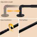 2 Pack Industrial Curtain Rods for Windows 66 to 120 Inches, Blackout Wrap Around Curtain Rod, for Indoor and Outdoor, 5/8 Inch Diameter, 65 to 120 Inches, Black