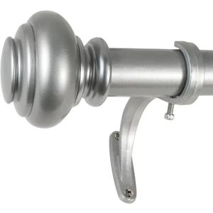 Decopolitan 1-Inch Urn Single Window Treatment Rod Set, 72 to 144-Inch, Antique Silver