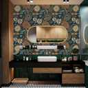 Yasinet Peel and Stick Wallpaper Boho Wallpaper Dark Blue Contact Paper Vintage Waterproof Removable Self-Adhesive Wall Paper for Bathroom/Bedroom/Shelves/Cabinet Vinyl 17.3  196.8  (Dack Blue and Clay Color)