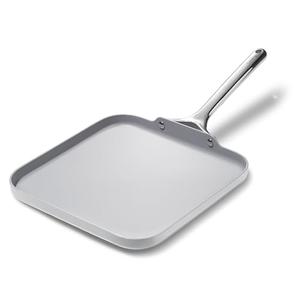 Caraway Square Griddle Pan - 11” Square Pan - Non-Stick Ceramic Coated - Non Toxic, PTFE & PFOA Free - Oven Safe & Compatible with All Stovetops - Gray