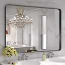 LOAAO 48X32 Inch Black Metal Framed Bathroom Mirror for Wall, Matte Black Bathroom Vanity Mirror Farmhouse, Large Rounded Rectangle Mirror, Anti-Rust, Tempered Glass, Hangs Horizontally or Vertically
