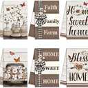 TecUnite 6 Pcs Farmhouse Rustic Kitchen Towels Farm Cotton Dish Towels Decorative Vintage Hand Towel for Cleaning Drying Wiping Tasks Women Mom Gifts Home Living Room Decor