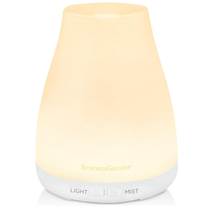 InnoGear Essential Oil Diffuser, Ultrasonic Diffusers for Home Aromatherapy Humidifier for Bedroom Room 7 Colors LED 2 Mist Mode Auto Off, Basic White