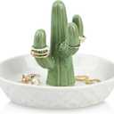 Homlouue Ceramic Cactus Ring Holder Cactus Ring Dish for Jewelry Cactus Decor for Friend Sister Birthday Wedding Anniversary Bridal Engagement Christmas Gift for Women