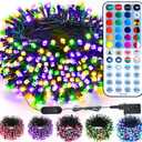 Brizled Color Changing Mardi Gras String Lights 98FT 300 LED RGB Christmas Lights Dimmable Multifunctional Christmas Light with Remote for Indoor Outdoor Halloween Xmas Tree Holiday Party Decor