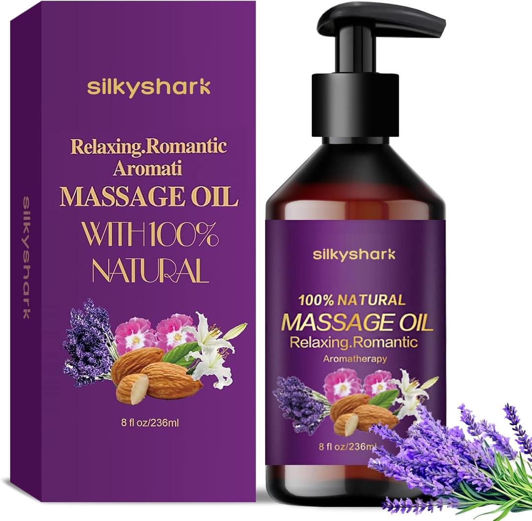 2 x Lavender Massage Oil (8 Fl Oz), Aromatherapy Massage Oil, Lavender Bliss Massage Oil, Natural Relaxation for Mind and Body