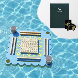 Floating Mahjong Table for Pool, Double Side Float Board with Playing Cards for Mahjong Poker Scrabble Dominoes Card Games Pool Mahjong Floating Tray Adult for Hot Tub Lake Summer Beach