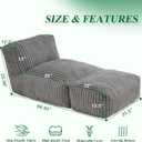 Hobestluk Big Bean Bag Lounger Chairs Large Beanbag Chair for Adults Bean Bag Sofa with Memory Foam Filled for Living Room, Bedroom or Balcony (Stripe Grey), 31.5 X 62.99 X 25.98 Inches