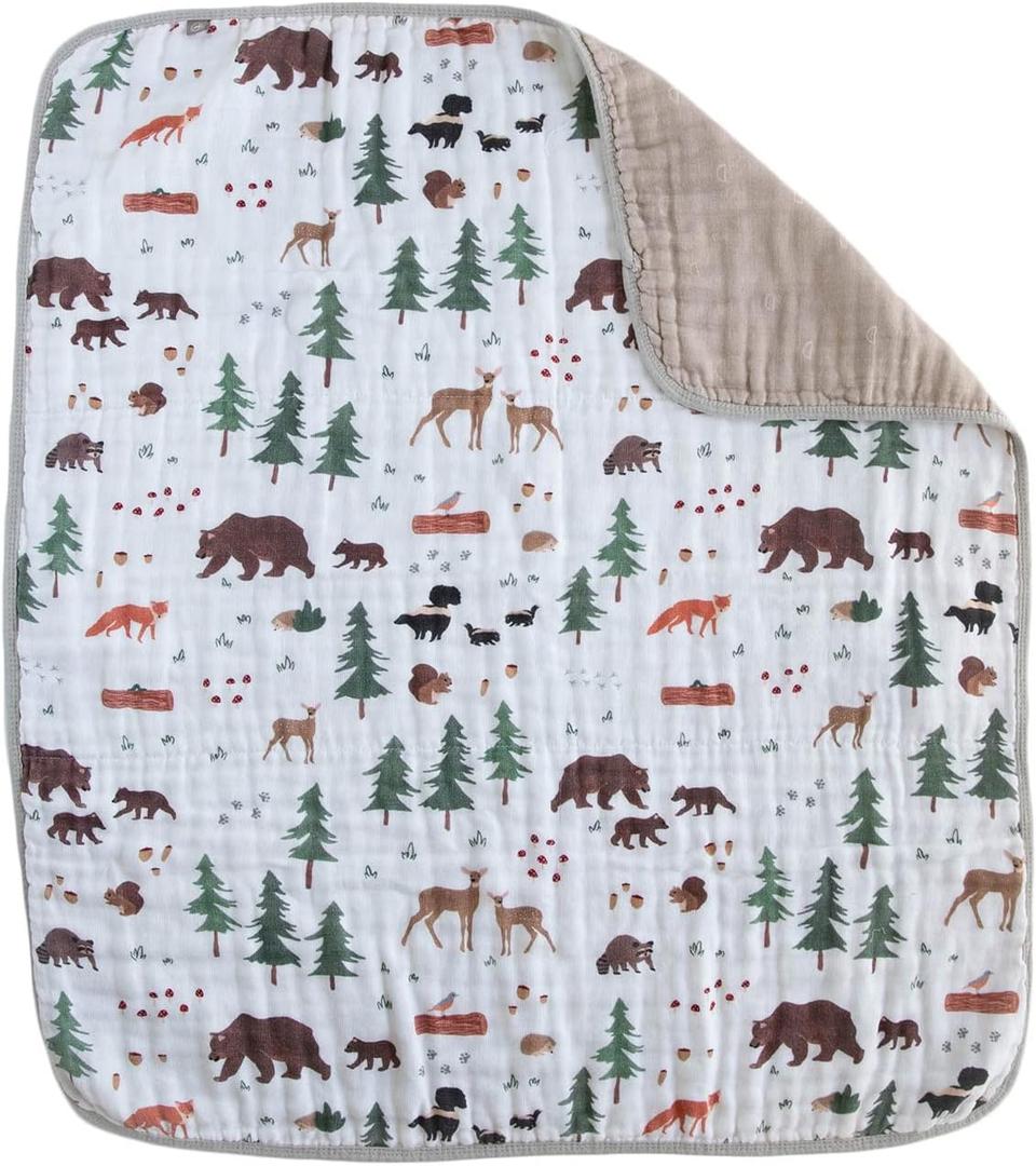 RED ROVR 100% Organic Cotton Muslin Baby Blanket | Multi-Layer Muslin Quilt | Newborn & Toddler | Soft, Lightweight | Nursery, Stroller | Machine Wash | 30" x 40" | Bear Buddies