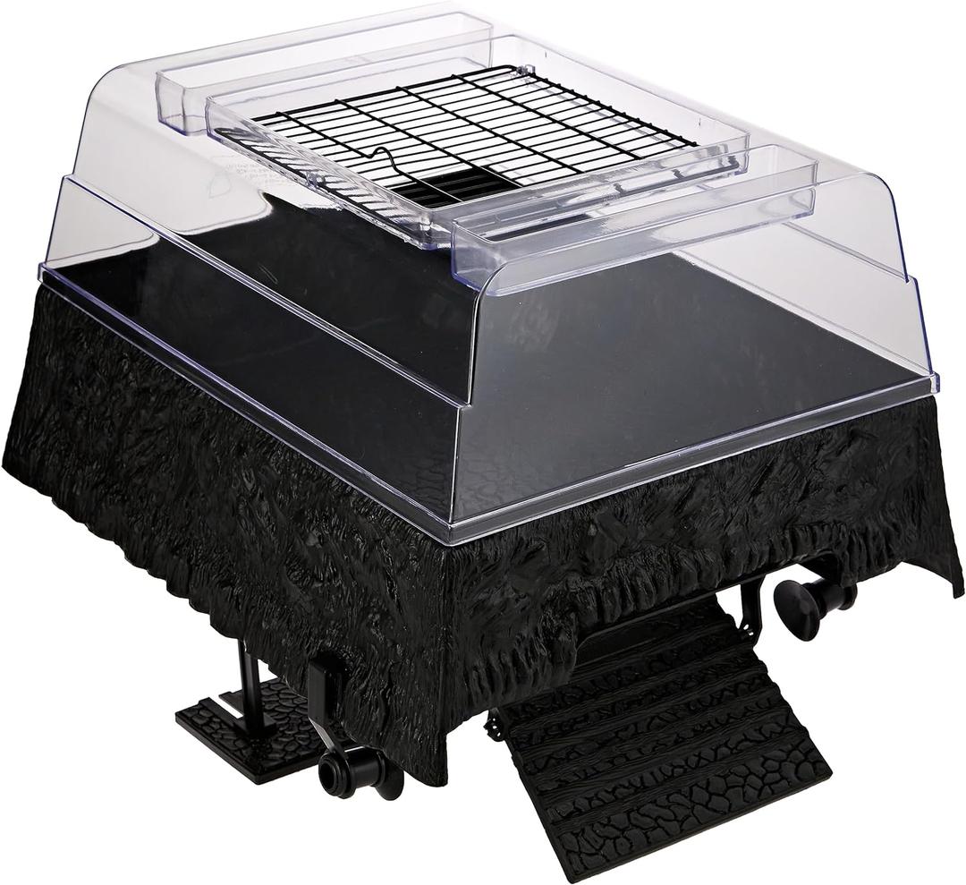 PENN-PLAX Reptology Turtle Topper  Above Tank Basking Platform That Safely Mounts to Standard Size Tanks Including 10g, 20L, 20H, 29g, up to 55 Gallons and 13 Wide  Black Color (REP600) PENN-PLAX Reptology Turtle Topper  Above Tank Basking Platform That Safely Mounts to Standard Size Tanks Including 10g, 20L, 20H, 29g, up to 55 Gallons and 13 Wide  Black Color (REP600)