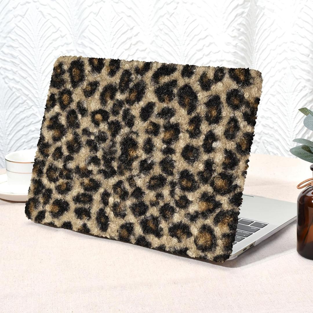 Seorsok Compatible with MacBook Air 13 Inch Case 2022 2021 2020-2018 Release A1932 A2179 M1 A2337,Elegant Leopard Print Soft Plush Faux Skin Leather Plastic Hard Shell Case with Keyboard Cover,Brown