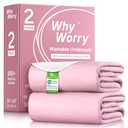 WhyWorry Washable Bed Pads for Adult Incontinence, 34" x 36" (Pack of 2) Washable Pee Pads for Bed Wetting, Heavy Absorbency Reusable Underpads for Elderly & Kids, Waterproof Mattress Protector, Pink
