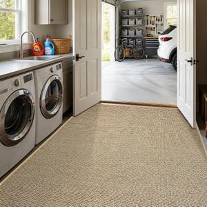 5′ x 7′ Large Indoor Door Mat, Ultra Thin Linen-Look Non-Slip Entryway Rug