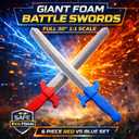 Liberty Imports 6 PCS Giant Foam Swords, Large 1:1 Scale Strong Toy Weapons, Kids Medieval Warrior Knights Pretend Play Safe Fighting Set - Red vs Blue (30 Inches)