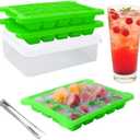 AIBIRUI 4 Pack Small Ice Cube Trays for Freezer, BPA Free Ice Cube Tray with Lid and Bin–Stackable, Easy Release Plastic Ice Trays for Small Fridge,Cocktails,Drinks,Square Ice Cube Mold for Whiskey, Pack of 2 