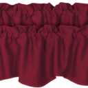 H.VERSAILTEX 2 Panels Christmas Blackout Curtain Valances for Kitchen Windows/Living Room/Bathroom Privacy Protection Rod Pocket Scalloped Window Valance Curtains, 52" W x 18" L, Burgundy