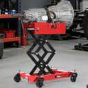 Garvee 450LB Low Profile Transmission Jack, 7–23 in Adjustable Lift Steel Transmission Jack with Swivel Casters, Locking Wheels & Nylon Safety Strap, for Auto/Truck Repair, Red