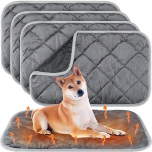 4 Pack Self Heating Cat Pad Self Warming Dog Mat Reflects Body Heat Extra Warm Thermal Pet Pad Washable Dog Cat Bed Crate Bed Mat Blanket for Outdoor and Indoor Pet (Gray,45 x 28 Inch)