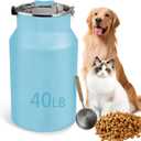 Dog-Cat Food Storage Container 40 lb/38 Qt Large Pet Food Bin with Airtight Lid, 304 Stainless Steel Construction & Scoop Included, Durable Metal Dog Food Storage for Dogs & Cats, Blue