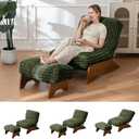 MAXYOYO Modern Adjustable Accent Chair with Ottoman, Upholstered Living Room Chair with Footrest Set, Soft Reclining Lounge for Bedroom, Apartment, Office, Green