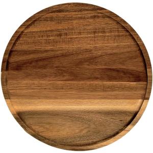 PINXIURY 13.8 Inch Round Wooden Decorative Serving Tray for Coffee Table and Home Decor, Round Wood Tray for Table Centerpiece, Small Candle Tray, Acacia, Appetizer Charcuterie Board