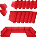 14 Piece Outdoor Patio Cushion Cover Replacement, Waterproof Patio Cushion Covers, Outdoor Furniture Cushion Covers Set for 6 Seat Wicker Rattan Sofa (Red)