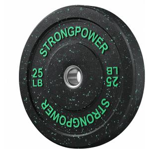 Bumper Plates Set, 2‑Inch Olympic Recycled Rubber Weight Plates for Barbell Speckled Crumb Rubber Bumper Plates, Shock‑Absorbing, Low‑Noise & Drop‑Resistant for Home & Garage Gym Workouts 25lb