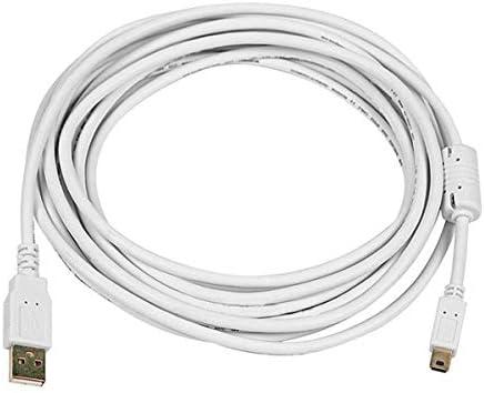 Monoprice 15-Feet USB 2.0 A Male to Mini-B 5pin Male 28/24AWG Cable with Ferrite Core (Gold Plated), White (108636)