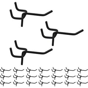 MOOCA 24 Pcs Small Metal Black Pegboard Hooks Hanger 2.6 Inch for Hanging Jewelry, Scarf, hat, Key, and mask
