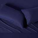 Amazon Basics Soft Organic Cotton Sheet Set with 2 Pillowcases, GOTS-Certified, King, Navy Blue