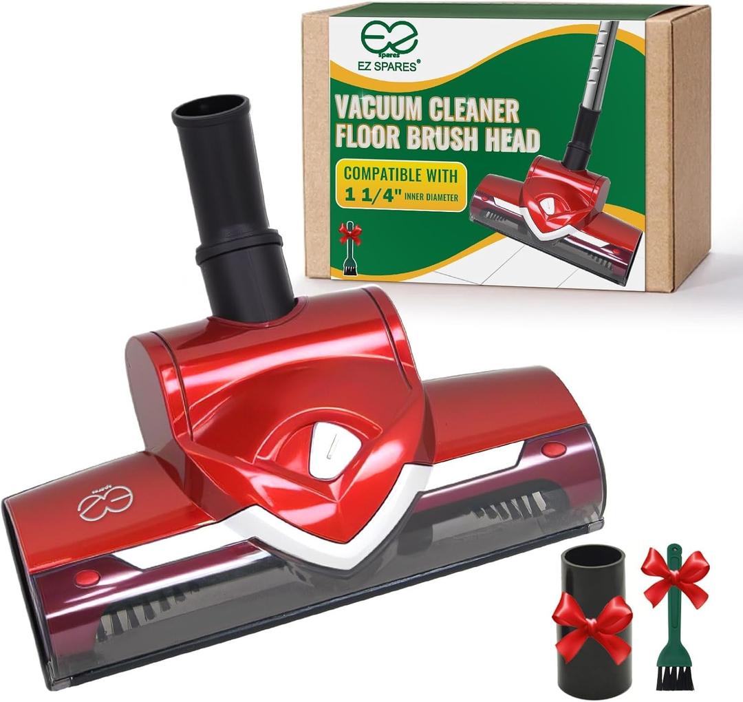 EZ SPARES Replacement Turbo Brush Head, Universal Vacuum Cleaner Brush, 1 1/4,1 3/8 Inch, Compatible with Most Vacuum Brands, Hoover Eureka Royal, Rainbow Shop Vac, As Christmas New Year Gift(Festive Red)