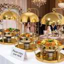 2Pack 8QT Gold Chafing Dishes for Buffet– Luxury Stainless Steel Round Chafer Set with Hanging Lid, Elegant Party Food Warmer for Weddings, Catering & Events (Gold, 8Qt*2Pack)