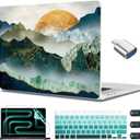 CISSOOK Mountain Case for MacBook Pro 14 inch 2025-2021 Release Model M5 A3434 M4 A3112 A3185 A3401/ M3 A2992 A2918/ M2 A2779 /A2442 M1, Plastic Sunshine Mountain Cover for MacBook Pro 14 (14inch-Green golden mountains by sunset)