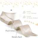 2 x Champagne Velvet Wired Ribbon with Glitter Back 2.5 Inch Ivory and Gold Christmas Wired Ribbon for Christmas Tree Decorations, Gift Wrapping, Mantel, Wreaths Supplies, Topper Bows (10 Yards)