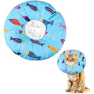 Cat Cone Collar Soft Cute Adjustable Cat Donut Recovery Collar Elizabethan Cats Cones to Stop Licking Comfortable Anti-Bite Neck Cone for Pet Kittens After Surgery, Size: M