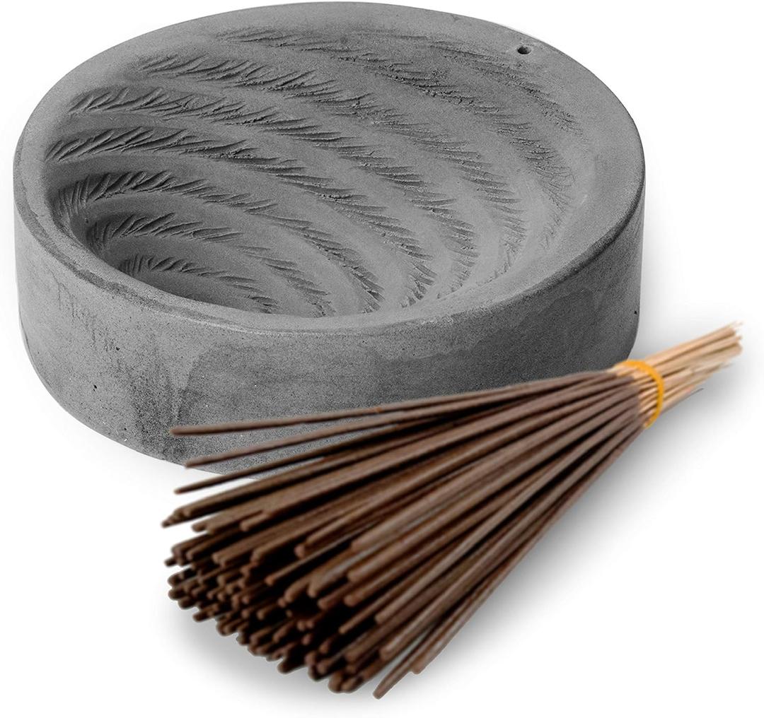 2 x Gray Cement Spiral Incense Holder - Modern Minimalist Upright Standard Size Incense Burner - Incense Sticks Not Included
