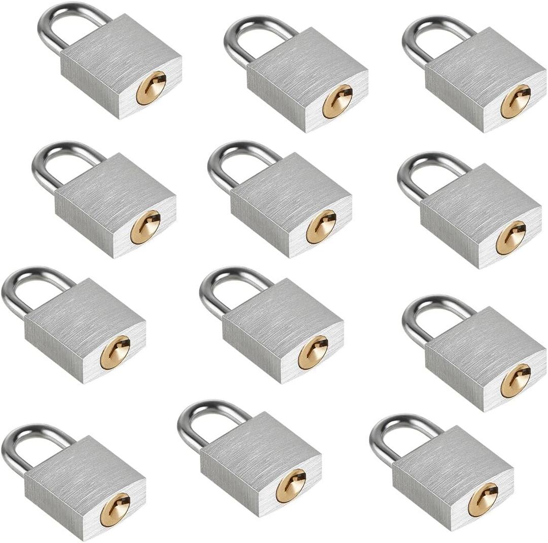 Small Aluminum Locks with Keys, 3/4-Inch Body Width Mini Locks with Same Key for Briefcase, Boxe, Lockers, Luggage,Backpack, 12 Pack (3/4 in.x12 Pack)