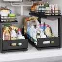 Under Sink Organizer Upgrade To Professional Rails,2-Tier Dual Pull Out Cabinet Storage,Height Adjustable Slide Out Drawers For Bathroom Kitchen,2 Pack-21"Dx12.8"-16.9"H,Black
