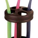 iDesign Metal Toothbrush Holder - Bathroom Cup for Bathroom Organization, The Olivia Collection - 3.25" x 3.25" x 5", Bronze