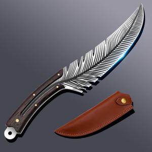 Professional Chef Knives, Sharp Feather Boning Knife Hand Forged Knife High Carbon Steel Boning knife for Meat Cutting Cooking Knife with Sheath for Kitchen Outdoor