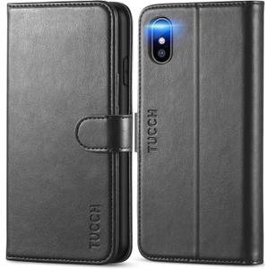 TUCCH Case Wallet for iPhone Xs Max, PU Leather Flip Cover with RFID Blocking Card Slot, Stand [Auto Wake/Sleep] Wireless Charging Shockproof TPU Shell Compatible with iPhone Xs Max 6.5", Black