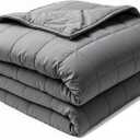 Weighted Blanket 15 lbs for Adults, 48" x 72" Twin Size Cotton Weighted Blanket, Cooling Heavy Blanket with Glass Beads Standard Grid Stitching Soft Cozy Grey Blanket