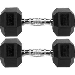 Rubber Encased Hex Dumbbell, Multiple Sizes