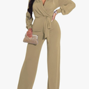 Formal Jumpsuits for Women Dressy Evening Sexy Deep V Neck Plus Size Long Wide Leg Pants Rompers Clubwear, Size M