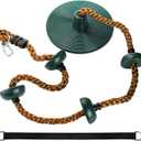 ZENFUN Climbing Rope with Platform and Disc, Tree Swing Seat Set Outdoor Playground Accessories Including Bonus Hanging Strap & Carabiner, Secure Trees House Swings, Gym Backyard, Max Load: 220lb