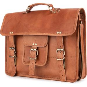 BERLINER BAGS Vintage Genuine Leather Messenger Bag Berlin M, Laptop Bag, Work Bag, Briefcase for Men and Women - Brown