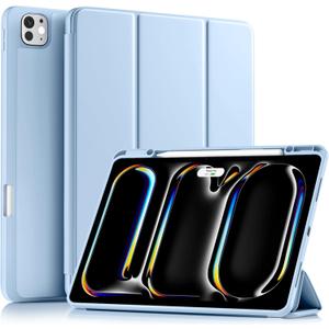 Akkerds Compatible with iPad Pro 13 Inch Case (M5/M4) 2025/2024, for iPad 13 Pro Case with Pencil Holder, Slim Trifold Stand Protective Cover with Soft TPU Back, Auto Wake/Sleep, SkyBlue